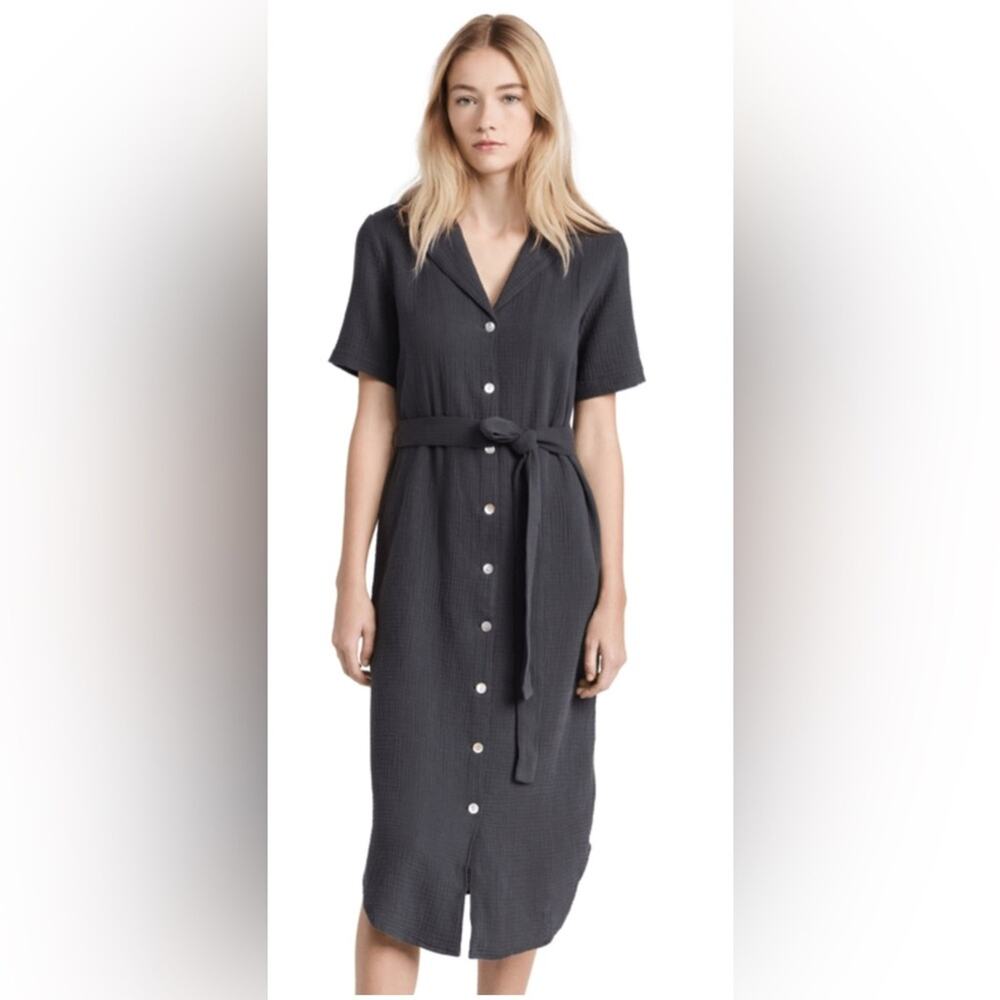 Faherty Womens Organic Cotton Nolita Dream Gauze Dress Washed Charcoal Gray Medi
